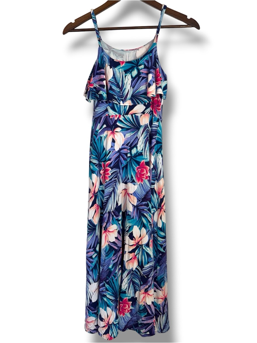 Tori Richard Tropical Floral Spaghetti Strap Maxi Dress XS Soft Stretch Modal - Picture 2 of 7
